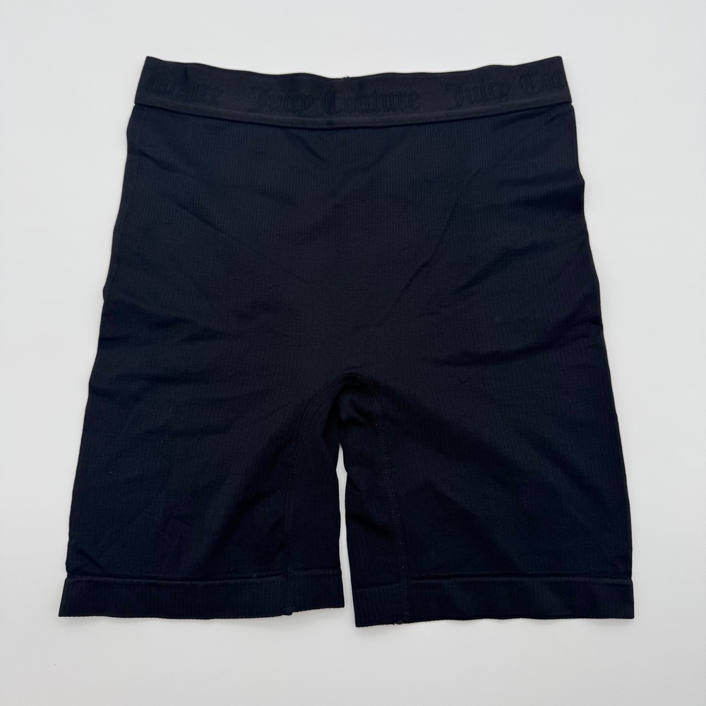 Juicy Couture‎ Intimates Black Ribbed Biker Shorts Logo Waistband Medium
